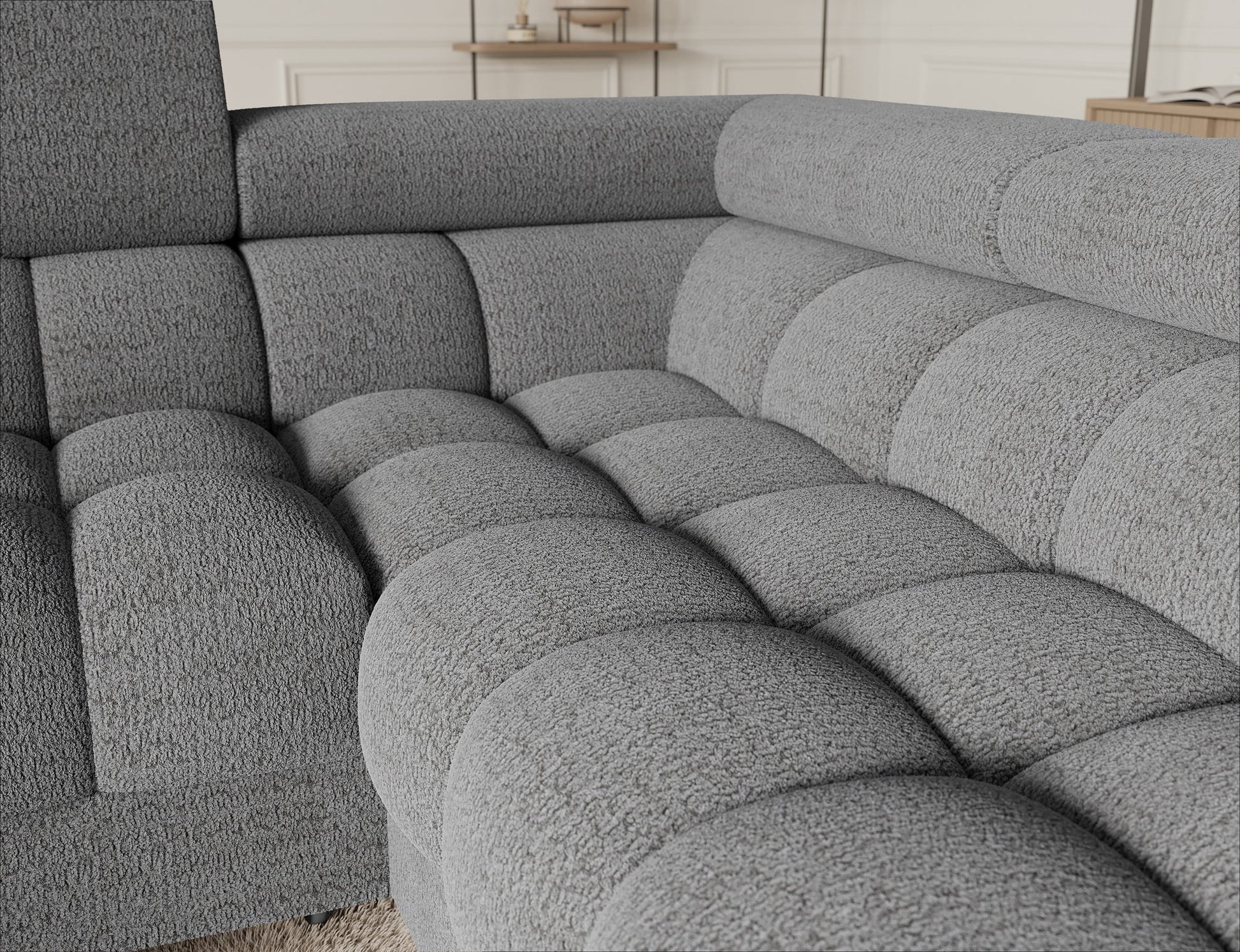 Fectory Sectional Storage Sleeper Chaise Sofa - Grey - Couch Potato