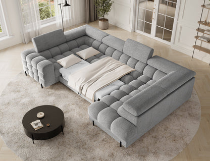 Fectory Sectional Storage Sleeper Chaise Sofa - Grey - Couch Potato