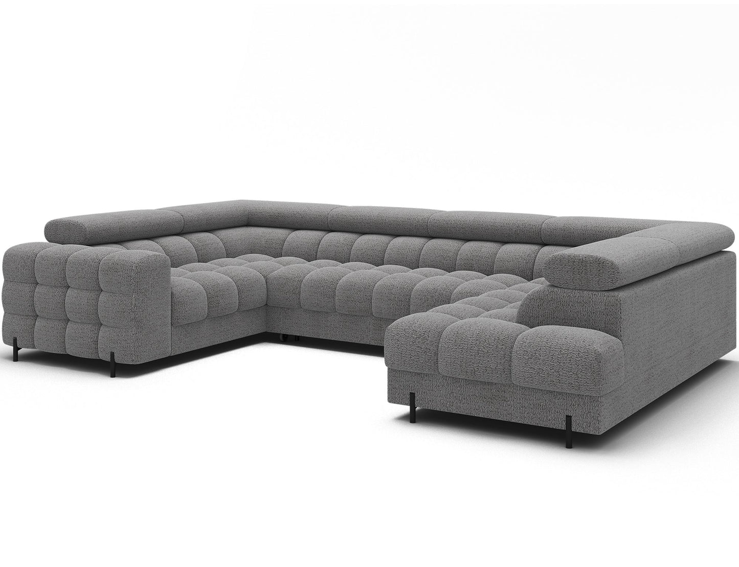 Fectory Sectional Storage Sleeper Chaise Sofa - Grey - Couch Potato