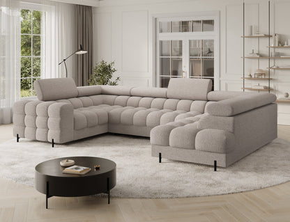 Fectory Sectional Storage Sleeper Chaise Sofa - Beige - Couch Potato
