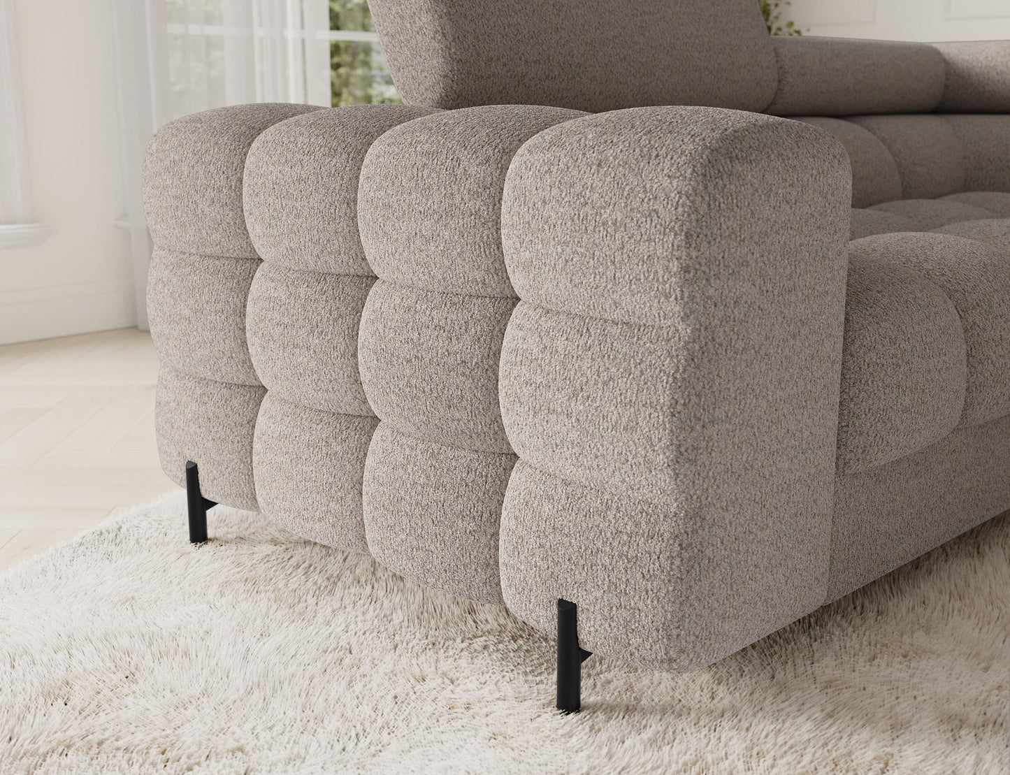 Fectory Sectional Storage Sleeper Chaise Sofa - Beige - Couch Potato