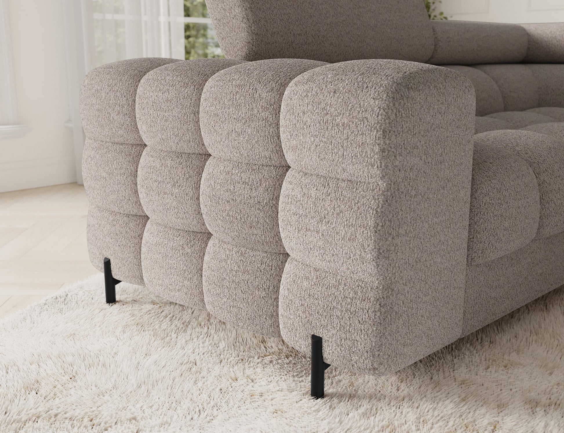 Fectory Sectional Storage Sleeper Chaise Sofa - Beige - Couch Potato