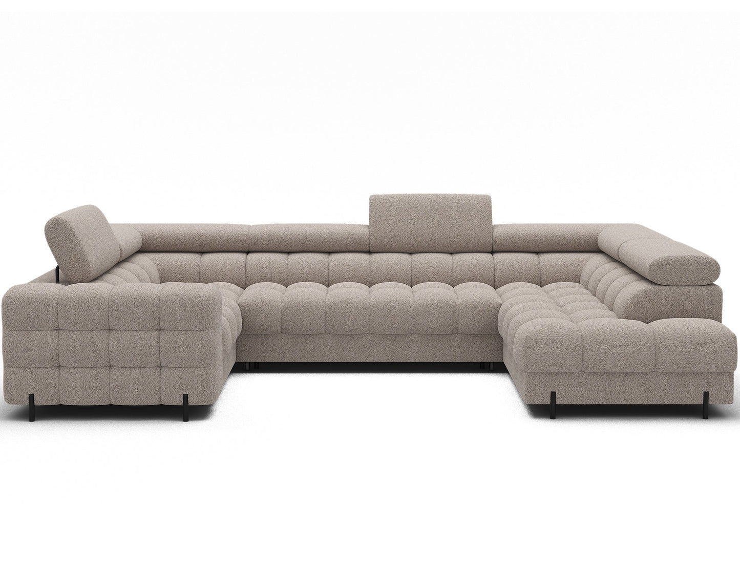 Fectory Sectional Storage Sleeper Chaise Sofa - Beige - Couch Potato