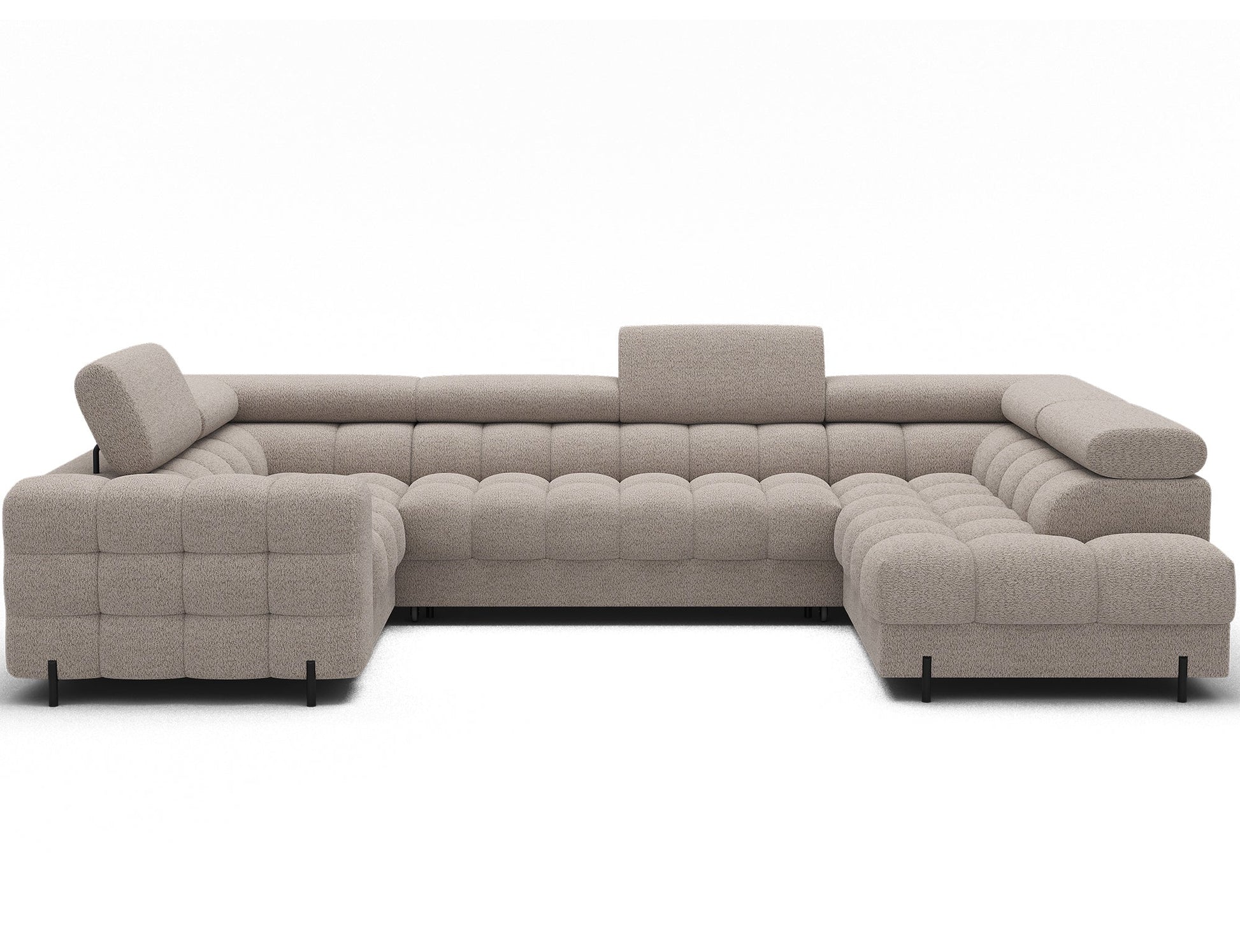 Fectory Sectional Storage Sleeper Chaise Sofa - Beige - Couch Potato