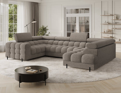 Fectory Sectional Storage Sleeper Chaise Sofa - Taupe - Couch Potato