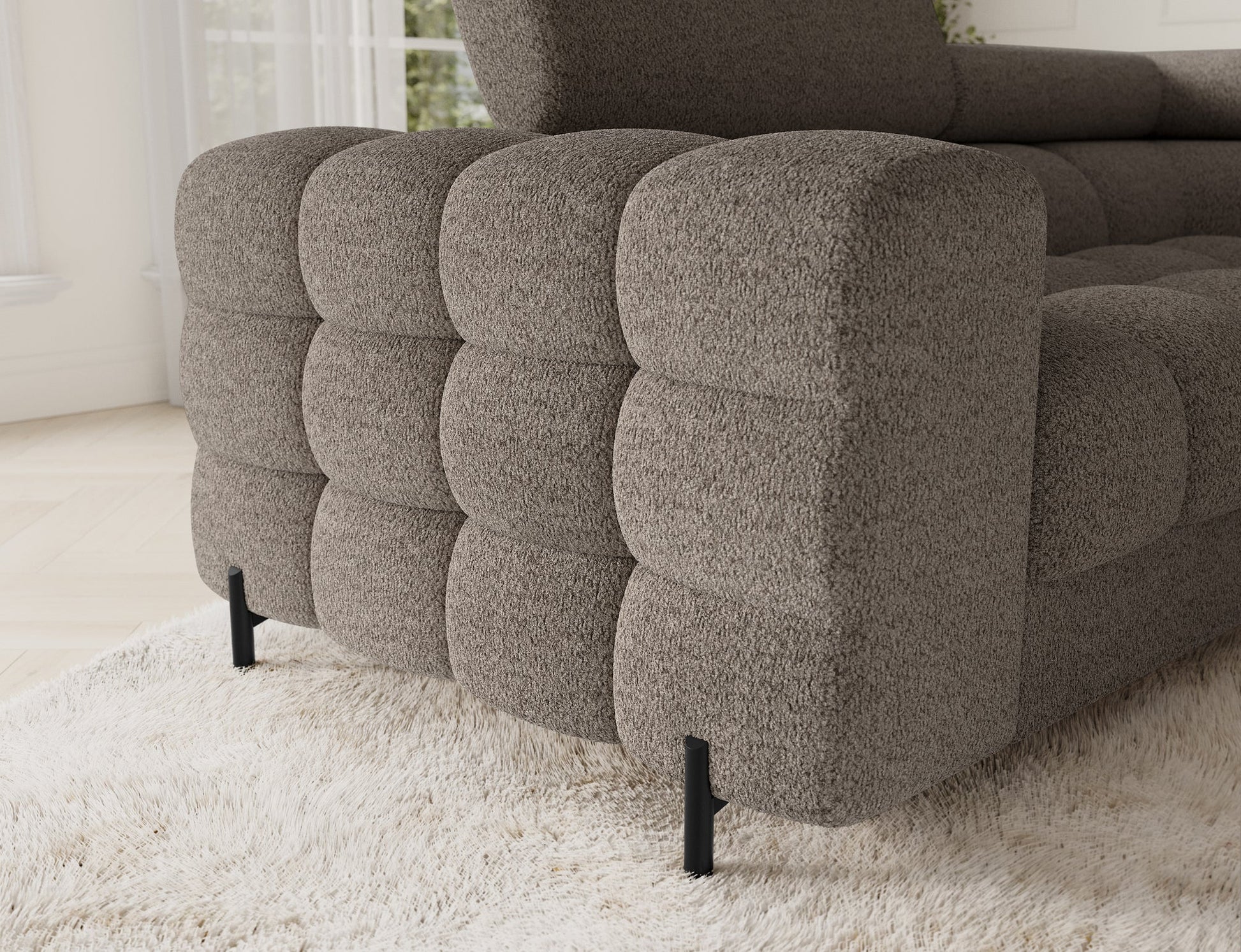 Fectory Sectional Storage Sleeper Chaise Sofa - Taupe - Couch Potato