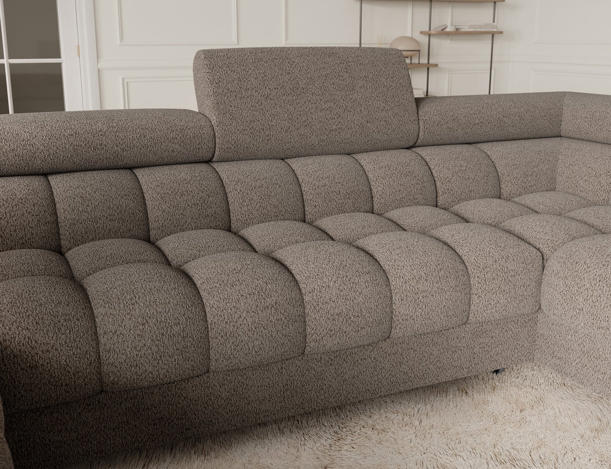 Fectory Sectional Storage Sleeper Chaise Sofa - Taupe - Couch Potato