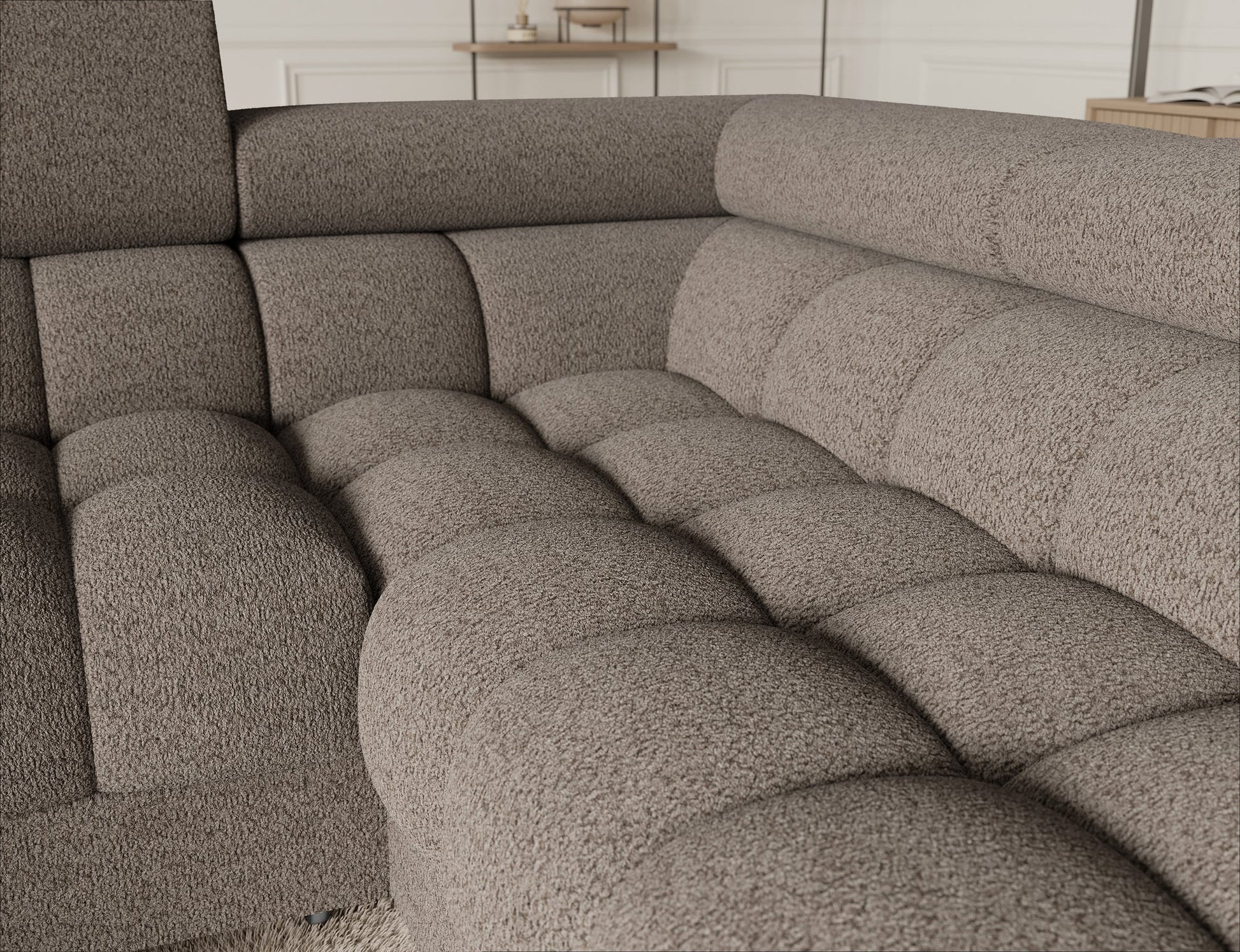 Fectory Sectional Storage Sleeper Chaise Sofa - Taupe - Couch Potato