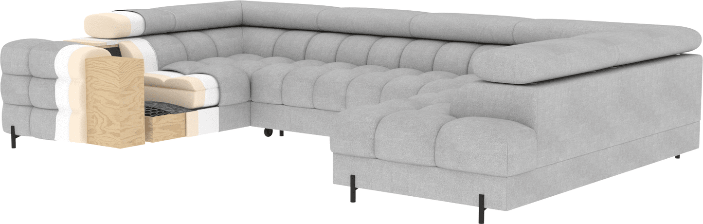 Fectory Sectional Storage Sleeper Chaise Sofa - Taupe - Couch Potato