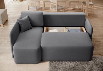 Hadson 3 Seater Storage Sleeper Chaise Sofa - Grey - Couch Potato