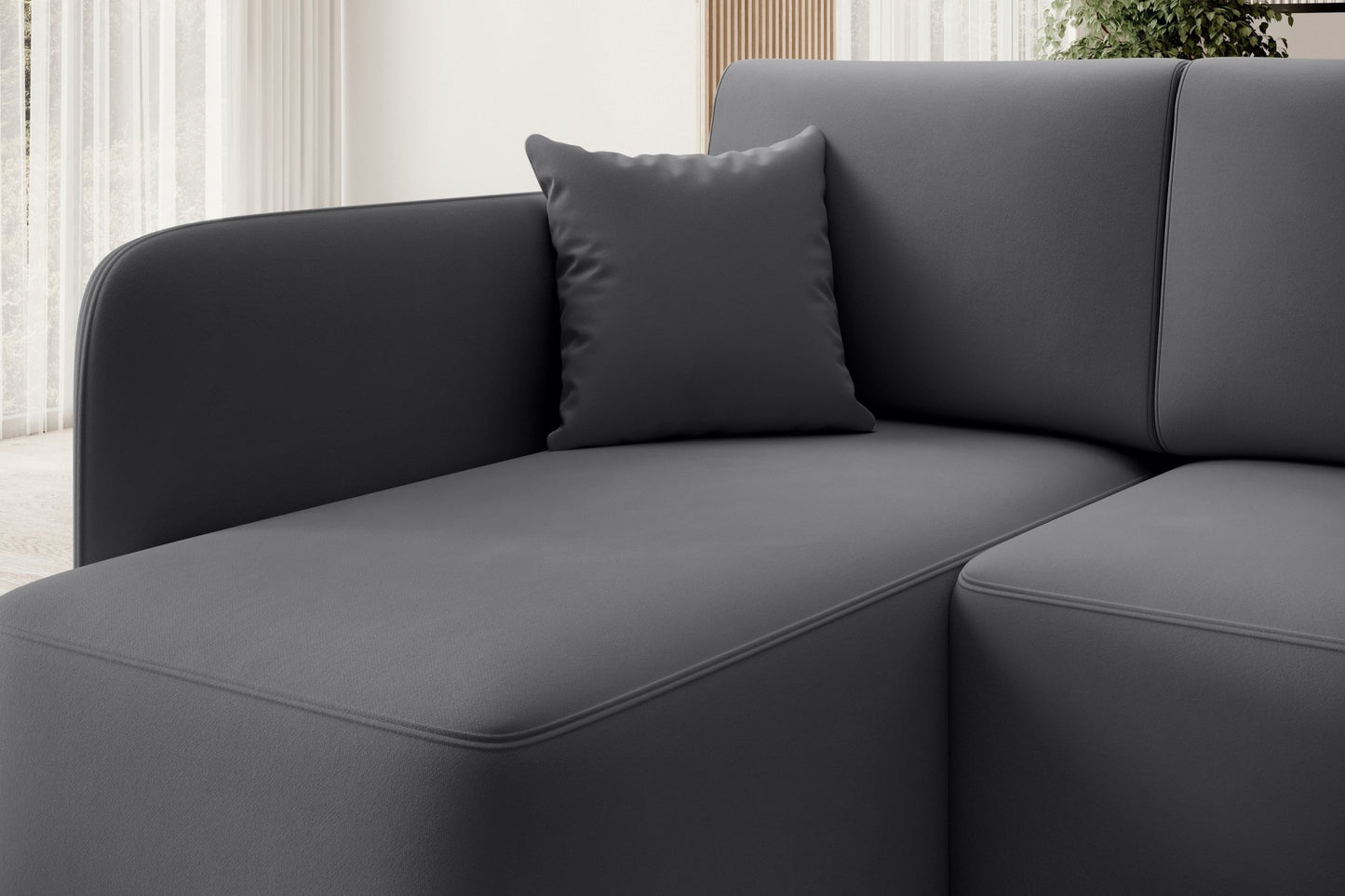 Hadson 3 Seater Storage Sleeper Chaise Sofa - Grey - Couch Potato