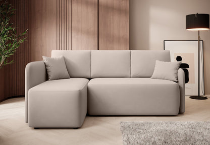 Hadson 3 Seater Storage Sleeper Chaise Sofa - Beige - Couch Potato