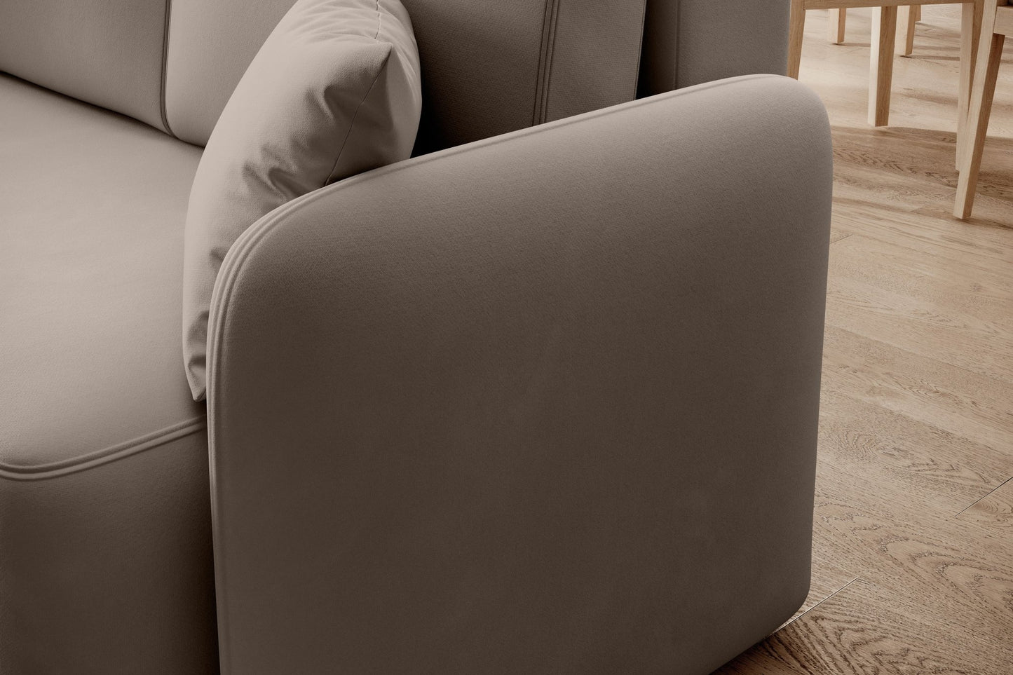 Hadson 3 Seater Storage Sleeper Chaise Sofa - Beige - Couch Potato