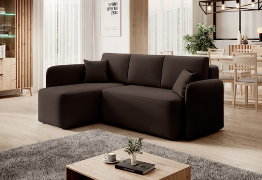 Hadson 3 Seater Storage Sleeper Chaise Sofa - Dark Brown - Couch Potato