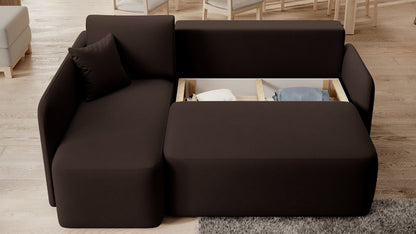 Hadson 3 Seater Storage Sleeper Chaise Sofa - Dark Brown - Couch Potato
