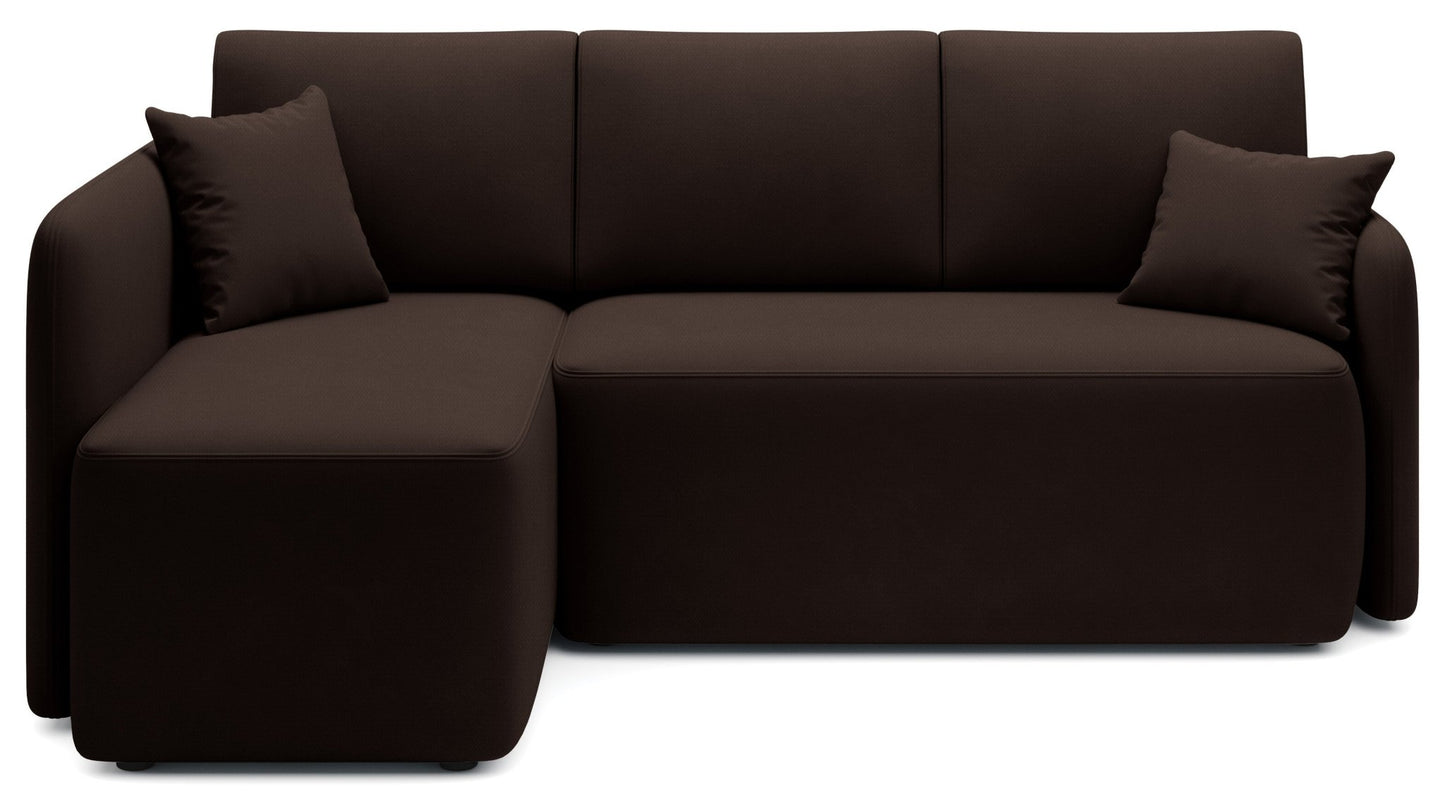 Hadson 3 Seater Storage Sleeper Chaise Sofa - Dark Brown - Couch Potato