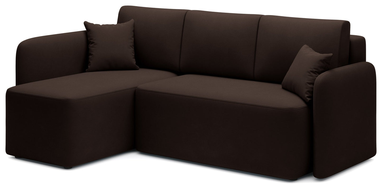 Hadson 3 Seater Storage Sleeper Chaise Sofa - Dark Brown - Couch Potato