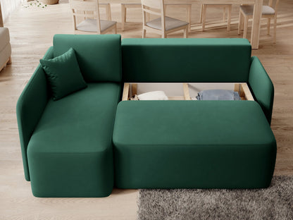 Hadson 3 Seater Storage Sleeper Chaise Sofa - Emerald Green - Couch Potato