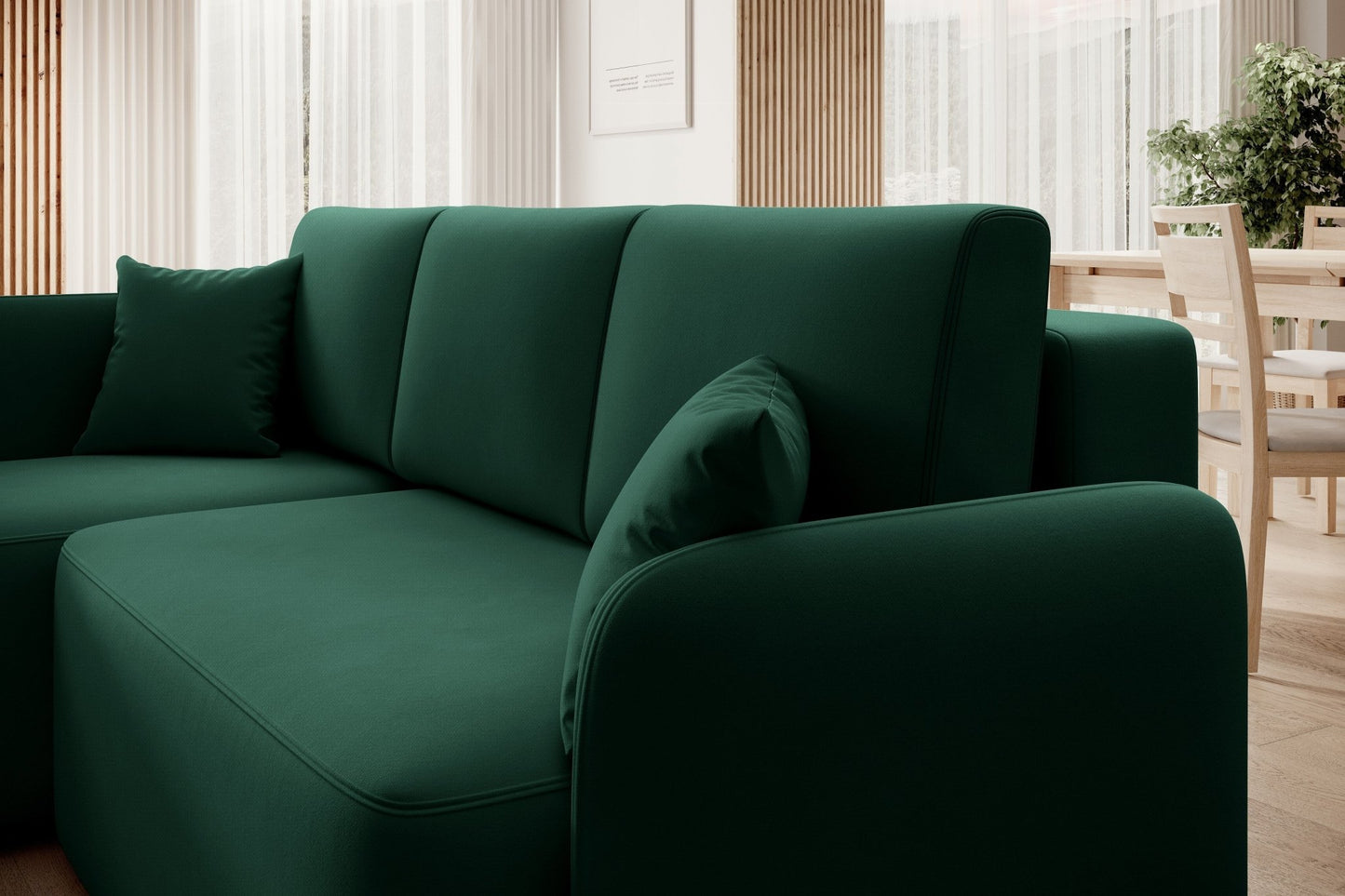 Hadson 3 Seater Storage Sleeper Chaise Sofa - Emerald Green - Couch Potato