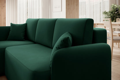 Hadson 3 Seater Storage Sleeper Chaise Sofa - Emerald Green - Couch Potato