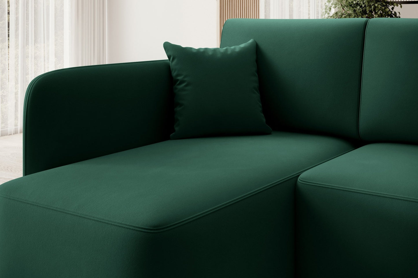 Hadson 3 Seater Storage Sleeper Chaise Sofa - Emerald Green - Couch Potato