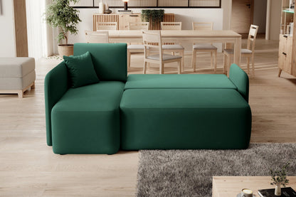 Hadson 3 Seater Storage Sleeper Chaise Sofa - Emerald Green - Couch Potato