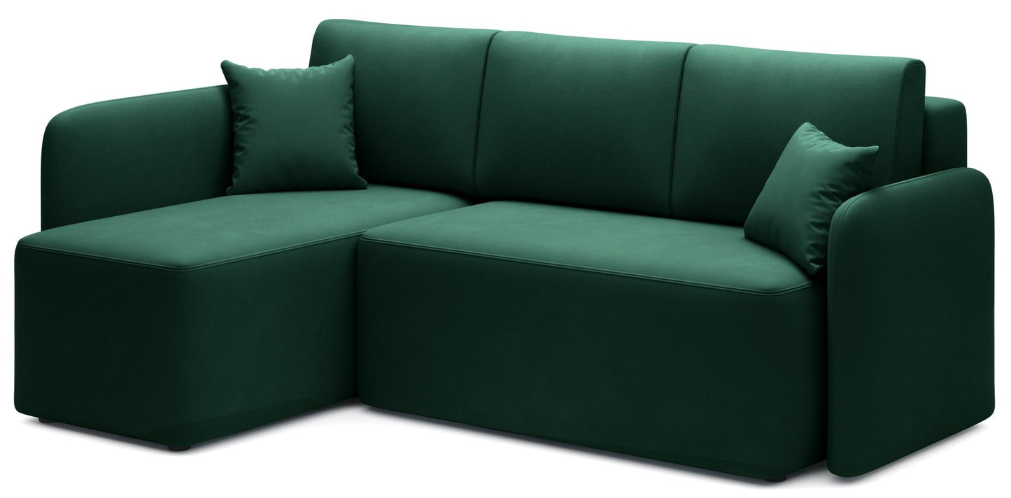 Hadson 3 Seater Storage Sleeper Chaise Sofa - Emerald Green - Couch Potato