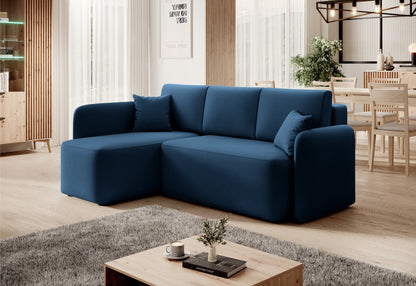 Hadson 3 Seater Storage Sleeper Chaise Sofa - Blue - Couch Potato