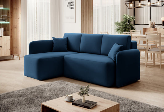 Hadson 3 Seater Storage Sleeper Chaise Sofa - Blue - Couch Potato