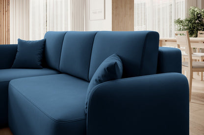 Hadson 3 Seater Storage Sleeper Chaise Sofa - Blue - Couch Potato
