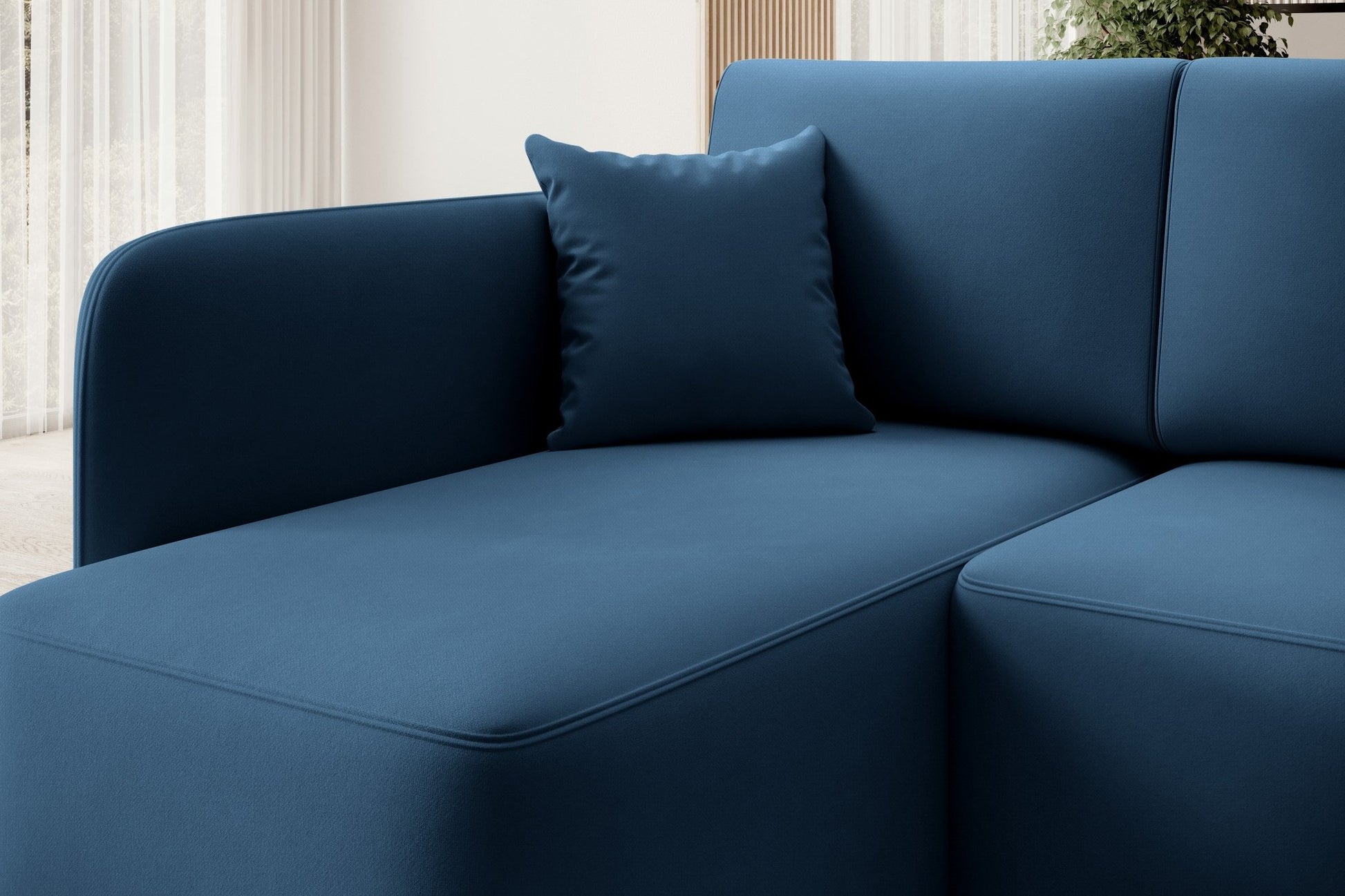 Hadson 3 Seater Storage Sleeper Chaise Sofa - Blue - Couch Potato