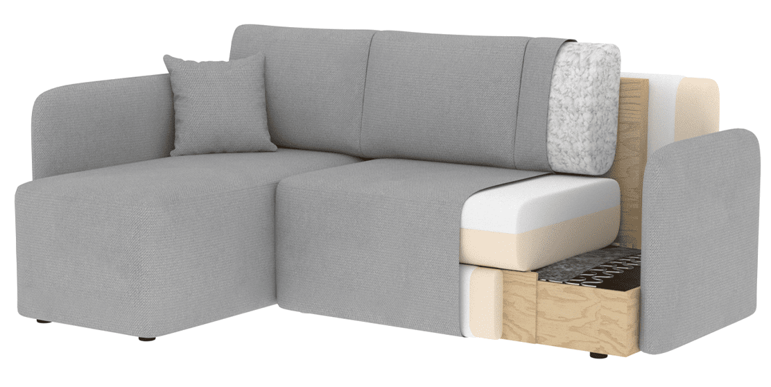 Hadson 3 Seater Storage Sleeper Chaise Sofa - Blue - Couch Potato