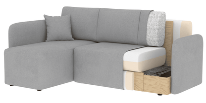 Hadson 3 Seater Storage Sleeper Chaise Sofa - Grey - Couch Potato