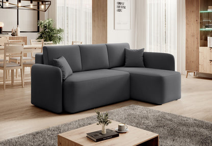 Hadson 3 Seater Storage Sleeper Chaise Sofa - Grey - Couch Potato