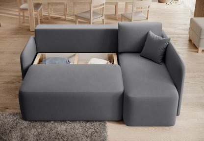 Hadson 3 Seater Storage Sleeper Chaise Sofa - Grey - Couch Potato
