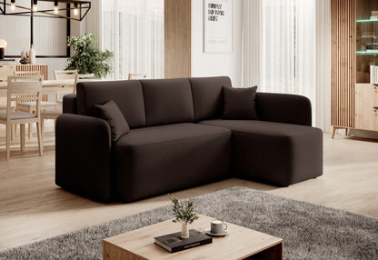 Hadson 3 Seater Storage Sleeper Chaise Sofa - Dark Brown - Couch Potato
