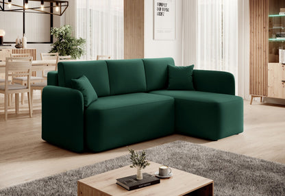 Hadson 3 Seater Storage Sleeper Chaise Sofa - Emerald Green - Couch Potato