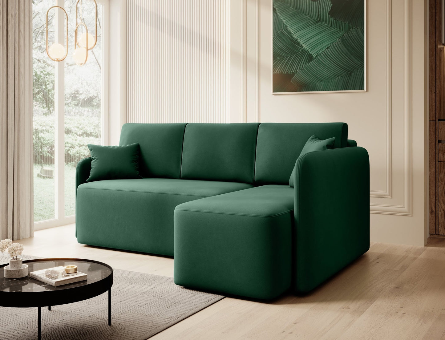 Hadson 3 Seater Storage Sleeper Chaise Sofa - Emerald Green - Couch Potato