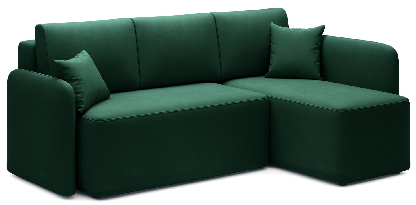 Hadson 3 Seater Storage Sleeper Chaise Sofa - Emerald Green - Couch Potato