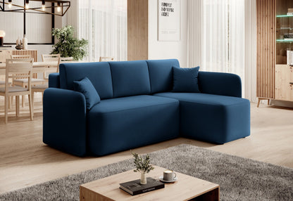 Hadson 3 Seater Storage Sleeper Chaise Sofa - Blue - Couch Potato