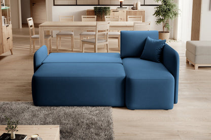 Hadson 3 Seater Storage Sleeper Chaise Sofa - Blue - Couch Potato