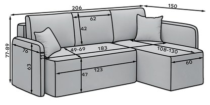 Hadson 3 Seater Storage Sleeper Chaise Sofa - Emerald Green - Couch Potato