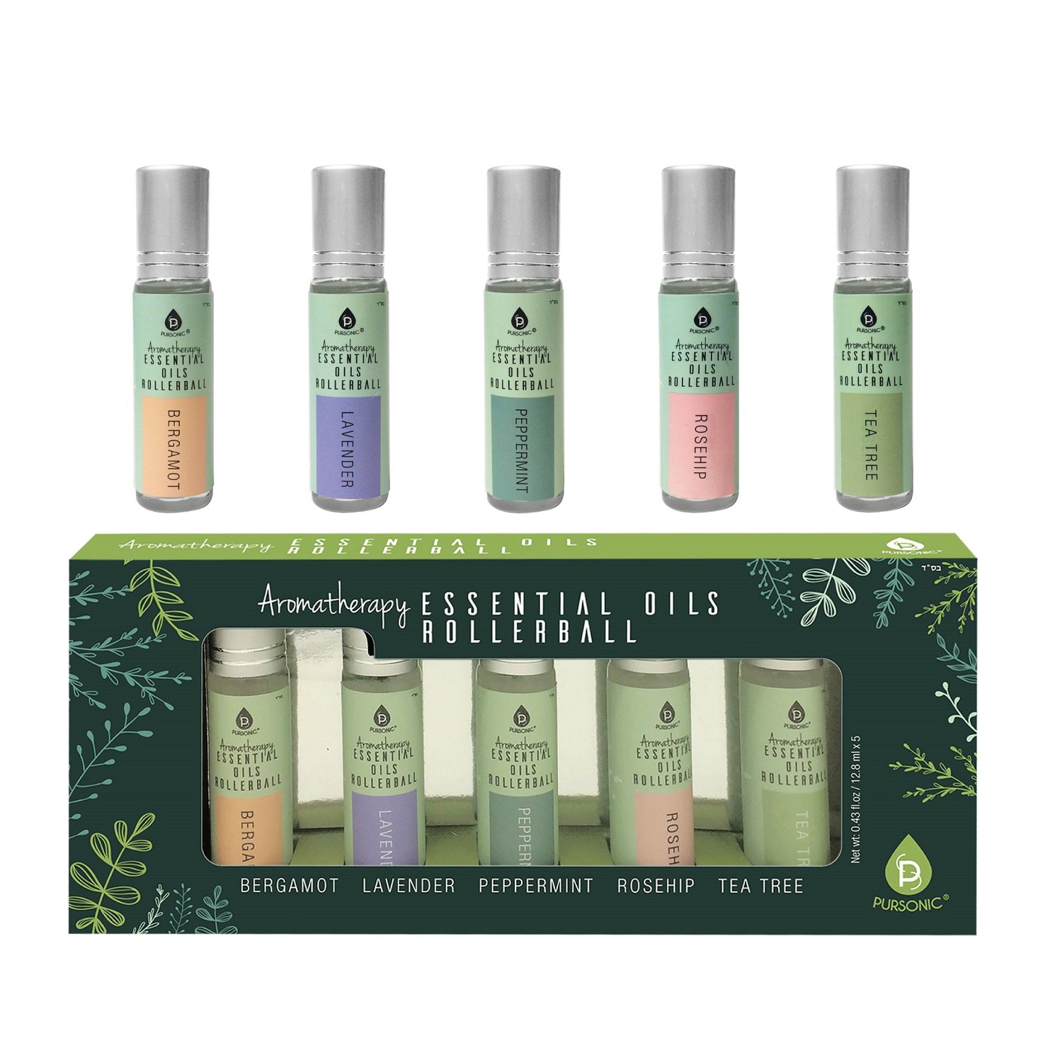 Aromatherapy Essential Oils Rollerballs (Bergamot, Lavender, Peppermint, Rosehip, Tea Tree) - Couch Potato