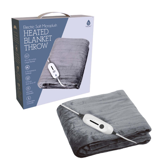 Electric Soft Microplush Heated Blanket Throw – 62x84 Inches, Fast Heating with 3 Temperature Settings - Couch Potato