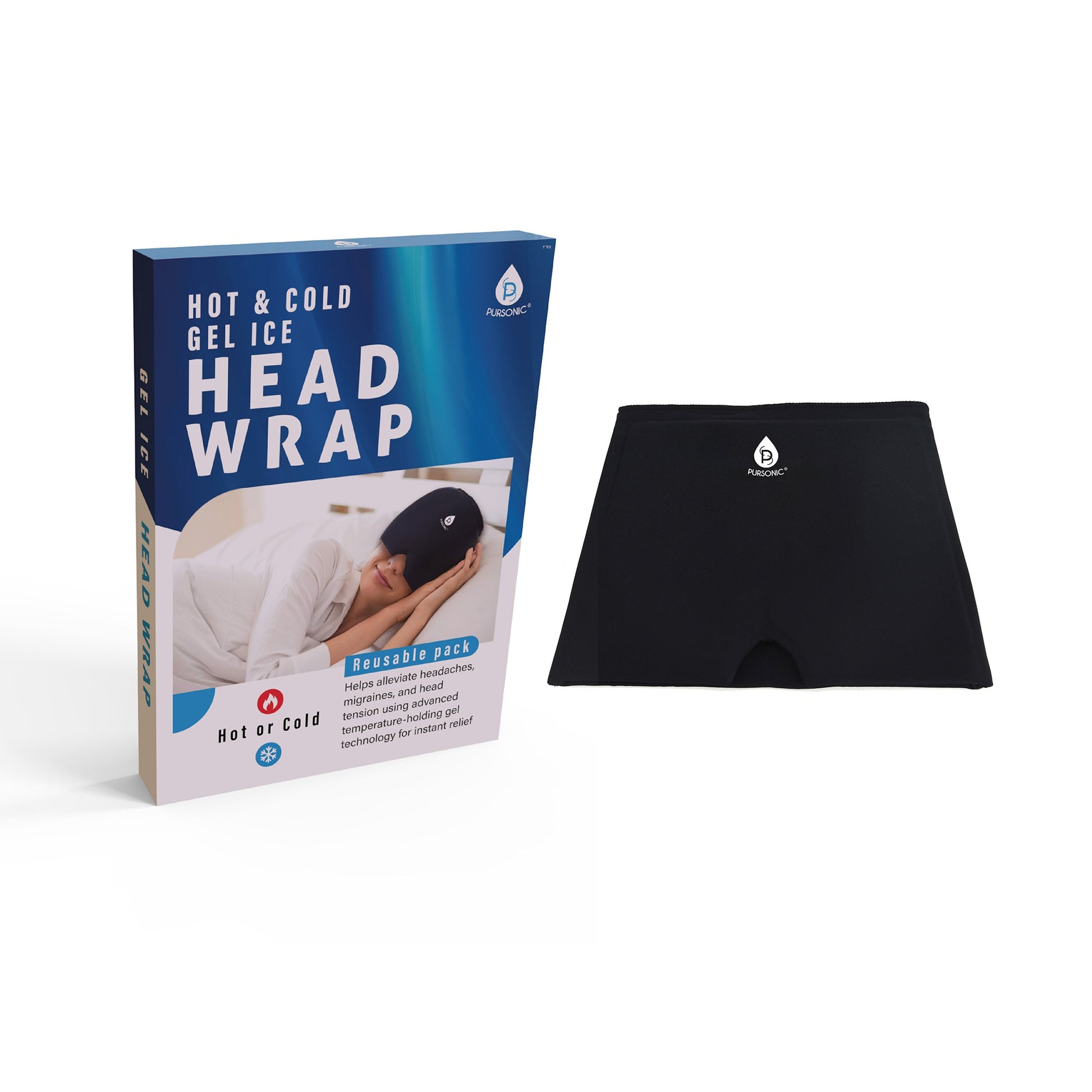 Reusable Hot and Cold Gel Ice Head Wrap – Instant Migraine Relief Cap - Couch Potato