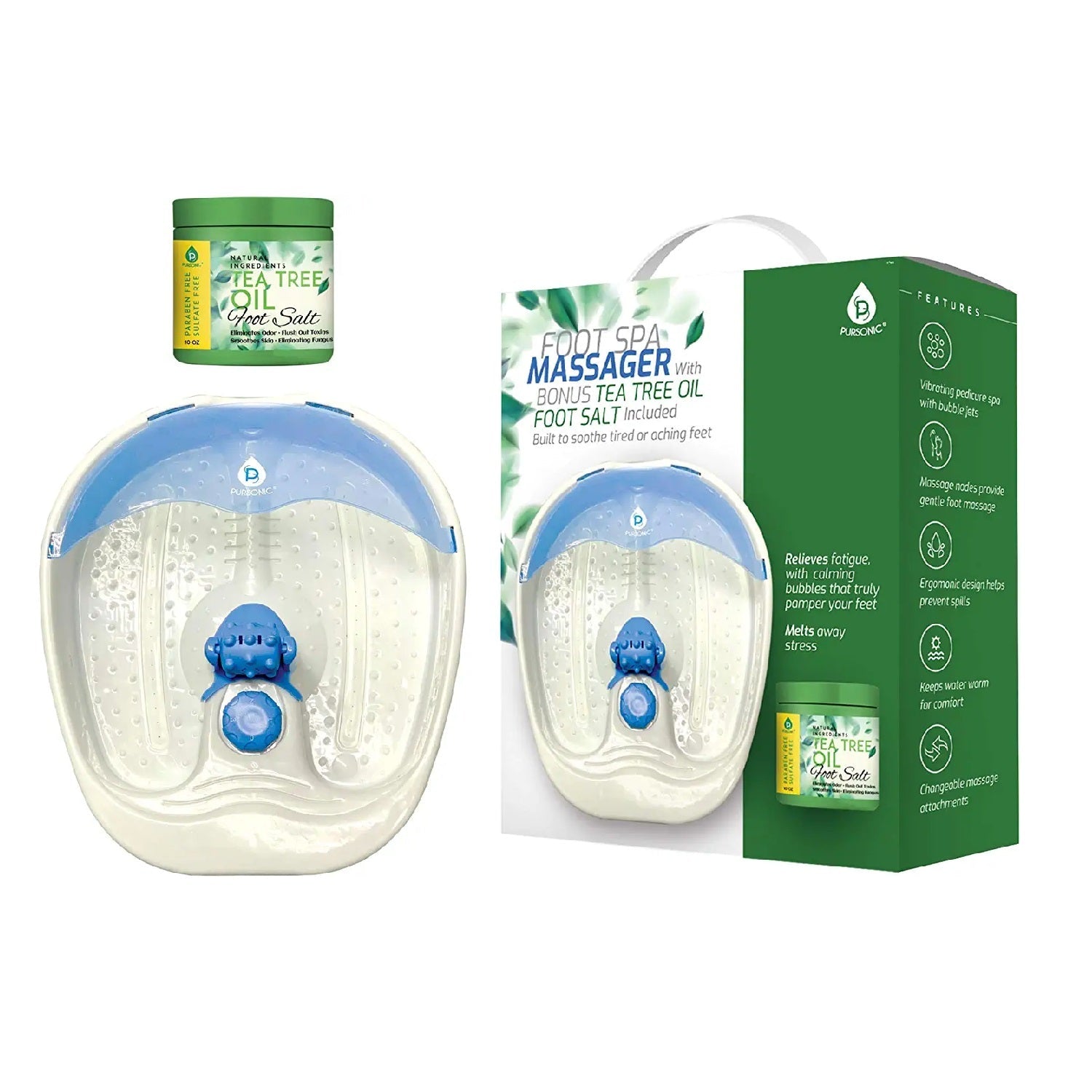 Foot Spa Massager with Tea Tree Oil Foot Salt Scrub (Warming Function) - Couch Potato