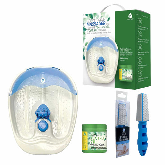 Pursonic Soothing Foot Spa Massager with Tea Tree Salt Scrub & Callus Remover. - Couch Potato