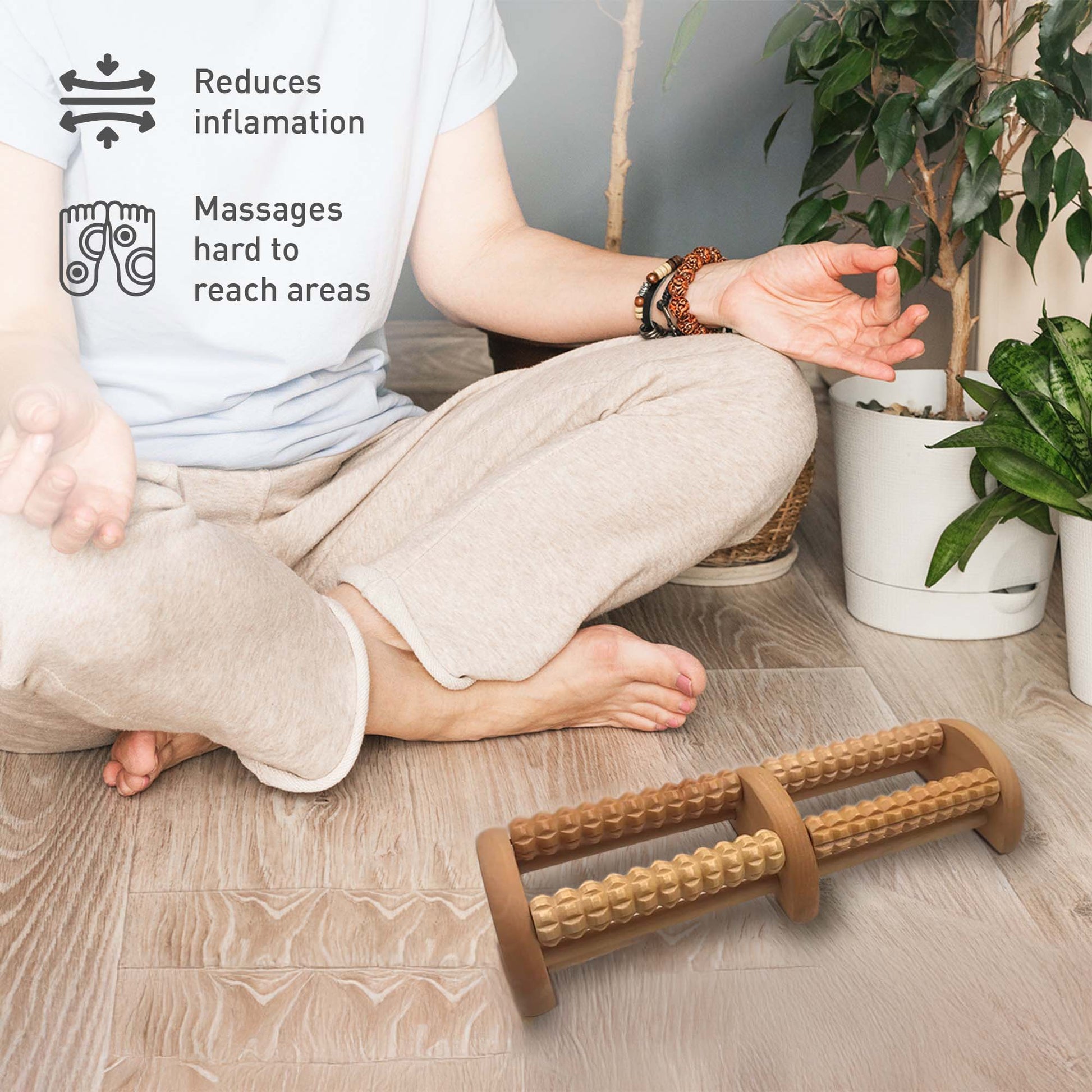 Pursonic Relaxation Gift Bundle: Palm Shaped Massage Glove, Wooden Foot Massager, and Fractionated Coconut Oil - Couch Potato