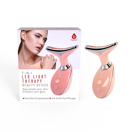 Pursonic 7 - in - 1 LED Light Therapy Beauty Device - Red Light Therapy Face & Neck Sculpting Wand - Couch Potato