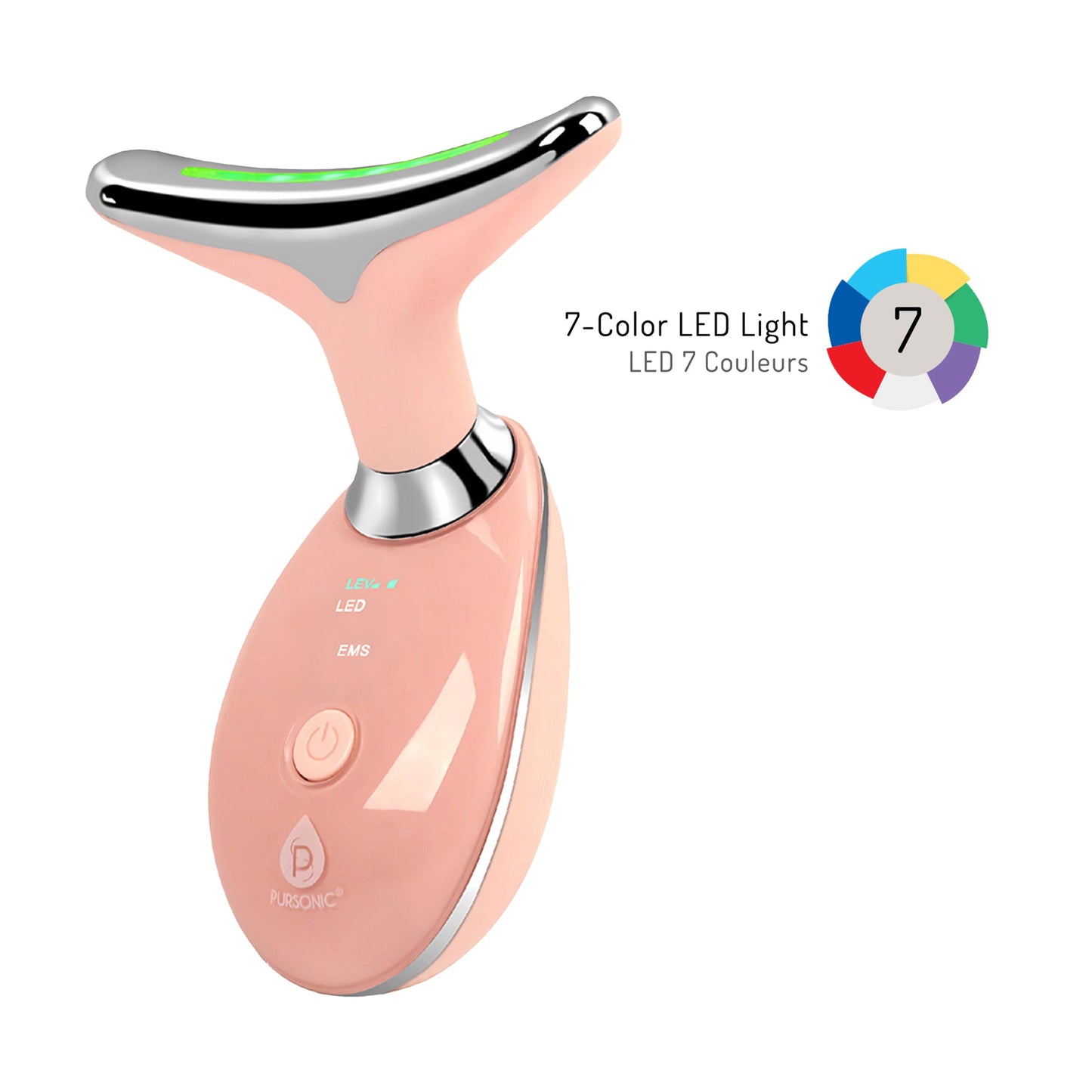 Pursonic 7 - in - 1 LED Light Therapy Beauty Device - Red Light Therapy Face & Neck Sculpting Wand - Couch Potato